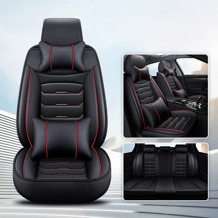 Housses de Siège de Voiture en Cuir Véritable 5 Places – Toutes Saisons – Universelles – Adaptées aux Voitures, SUV, Camions – Accessoires Intérieurs Automobiles Durables de Qualité Supérieure – Fibre Synthétique – Remplissage Coton