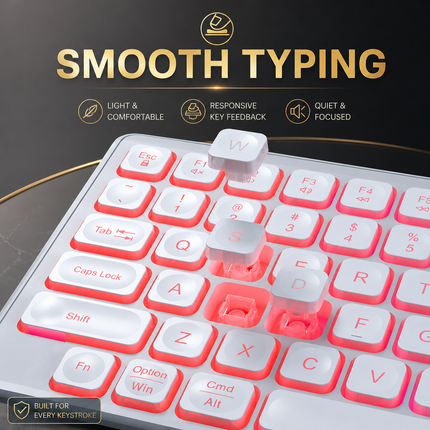 Combo Clavier et Souris Sans Fil RGB Rechargeable – Rétroéclairage Arc-en-Ciel – Touches Rétroéclairées – Ergonomique – 2,4 GHz – Batterie Intégrée – 108 Touches – DPI Réglable (1000/1500/2000) – Compatible Windows, Linux, Chrome, Mac