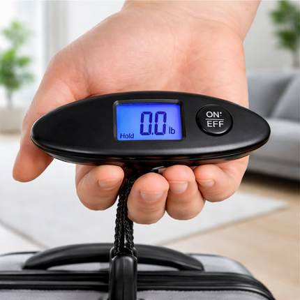 Balance de Voyage Portative 40kg – Pèse-bagage Numérique Haute Précision (Précision 10g) – Écran LCD Rétroéclairé Bleu – Sangle de pesée – Design Compact (60g) – Certifiée CE – Modèle DZC-09
