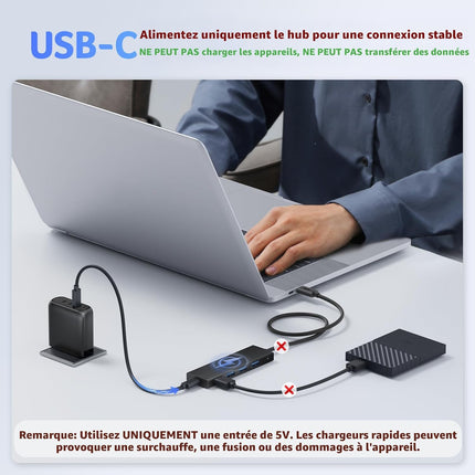 Hub USB 3.0 Acer – Adaptateur Ultra‑Fin à 4 Ports USB‑A – Adaptateur Ultra‑Fin 4 Ports USB 3.0 avec Port USB‑C 5V 3A - Compatible avec Ordinateurs Portables, Bureaux, Souris, Claviers – Transfert 5 Gbit/s – Plug-and‑Play – Windows, Linux, Acer, Chromebook