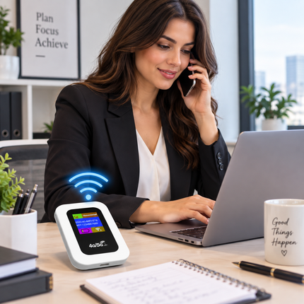 Appareil WiFi Hotspot Mobile 4G/5G – Connectivité 4G LTE CAT4 – Internet 300 Mbps – Routeur WiFi Portable avec Carte SIM – Batterie 2100 mAh – Plus de 10 Heures d’Autonomie – Connexion jusqu’à 10 Appareils – USB‑C Plug and Play – Extérieur, Voyage, Maison