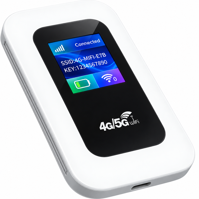Appareil WiFi Hotspot Mobile 4G/5G – Connectivité 4G LTE CAT4 – Internet 300 Mbps – Routeur WiFi Portable avec Carte SIM – Batterie 2100 mAh – Plus de 10 Heures d’Autonomie – Connexion jusqu’à 10 Appareils – USB‑C Plug and Play – Extérieur, Voyage, Maison