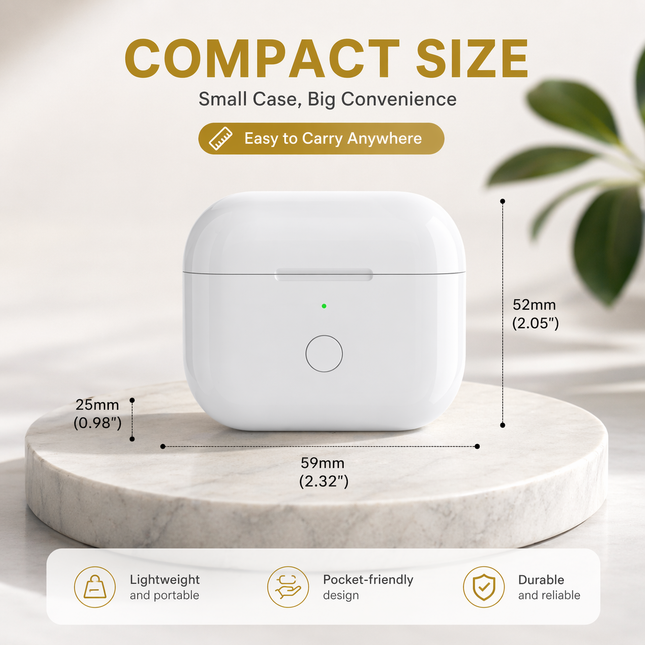 Boîtier de Charge de Remplacement pour AirPods 3, AirPods 4 et AirPods Pro 3 – Charge Sans Fil et Filaire – Batterie 600 mAh – Autonomie 4 Recharges Complètes – Fenêtre Pop-up d’Appairage – Témoin LED – Accessoire QIC