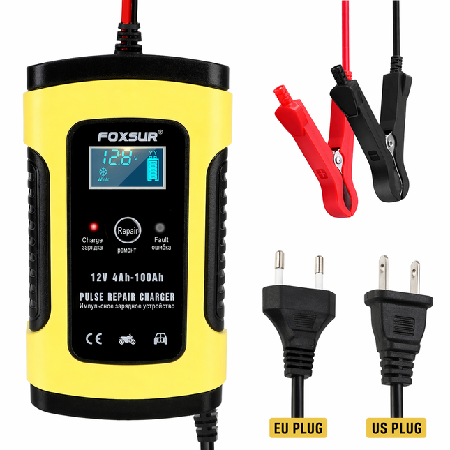 Chargeur de Batterie Intelligent à Réparation par Impulsions 12V 6A – Pour Voiture et Moto – Batteries Plomb – Écran LCD Digital – Modèle 31195 – Certifié CE – Fabricant Shenzhen Zhiya Technology