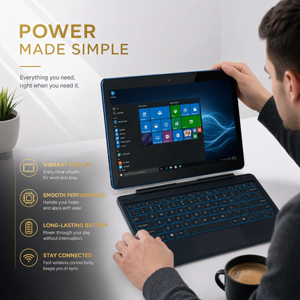 Tablette PC Windows 10 11,6″ – 2 Go DDR + 64 Go ROM – Processeur Intel Atom Z3735G Quad Core – Écran IPS 1366×768 Tactile 10 Points – 2 en 1 avec Clavier Docking – Batterie 9000 mAh – Modèle G12
