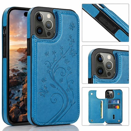 Étui Portefeuille iPhone avec Embrochure Papillon, Support Magnétique et Porte-Cartes | Pour iPhone 16 Pro Max 16e 15 14 13 12 11 SE2 X XR XS 8 7 Plus