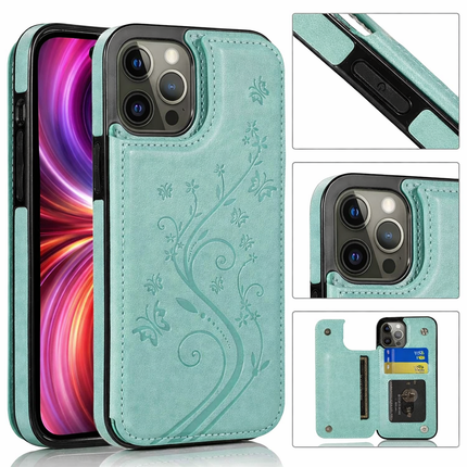Étui Portefeuille iPhone avec Embrochure Papillon, Support Magnétique et Porte-Cartes | Pour iPhone 16 Pro Max 16e 15 14 13 12 11 SE2 X XR XS 8 7 Plus