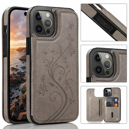 Étui Portefeuille iPhone avec Embrochure Papillon, Support Magnétique et Porte-Cartes | Pour iPhone 16 Pro Max 16e 15 14 13 12 11 SE2 X XR XS 8 7 Plus