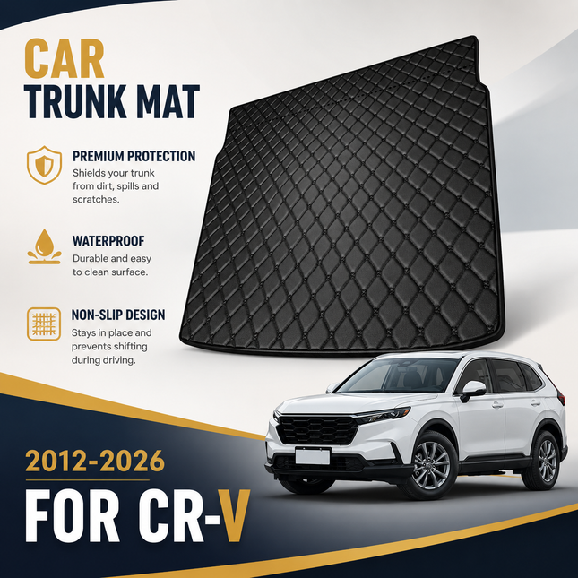 Tapis de Coffre Personnalisé pour Honda CR-V – Couverture Automobile Sur-Mesure – Compatible CRV 2012 à 2026 – Cuir Artificiel Haute Qualité – Imperméable, Antidérapant, Résistant – Accessoire Intérieur Protecteur