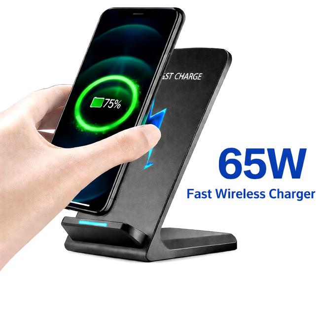 Support de Charge Sans Fil Rapide 65W – Station d’Induction avec Support Intégré – Compatible iPhone 17, 16, 15, 14, 13 (Pro/Pro Max), Samsung, Xiaomi – Connecteur Type-C