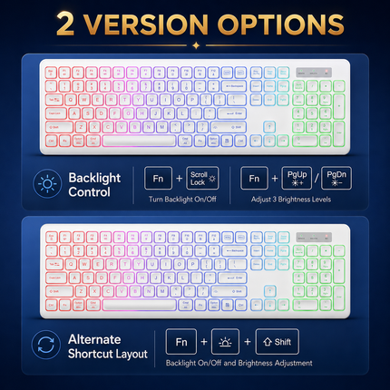 Combo Clavier et Souris Sans Fil RGB Rechargeable – Rétroéclairage Arc-en-Ciel – Touches Rétroéclairées – Ergonomique – 2,4 GHz – Batterie Intégrée – 108 Touches – DPI Réglable (1000/1500/2000) – Compatible Windows, Linux, Chrome, Mac