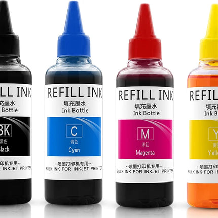 Kit de Recharge Encre Dye 100ML - Pour HP OfficeJet Pro 6950/6970/6960, 903-909XL (Noir, Cyan, Magenta, Jaune)