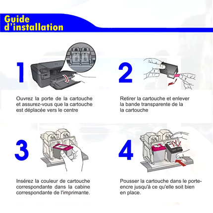 Cartouche d'Encre Rechargeable Vilaxh HP62XL - Compatible HP Envy 5540, 5640, 7640, 5740, etc. - Haute Qualité
