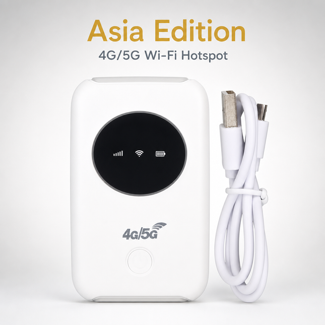 Routeur Portable 4G/5G 300 Mbps – Alimenté par USB – Point d'Accès Mobile de Poche – WiFi de Poche – Emplacement Carte SIM – Version Asie ou Europe – Blanc – 10 x 6 cm