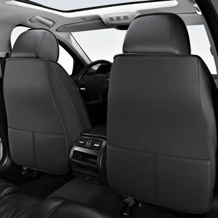 Housse de Siège de Voiture 5 Places – Nouveau Support Lombaire Fixe – Cuir Nappa Soie Glacée – Universel Quatre Saisons – Adapté à la Plupart des Voitures – Mousse PE Rembourrée