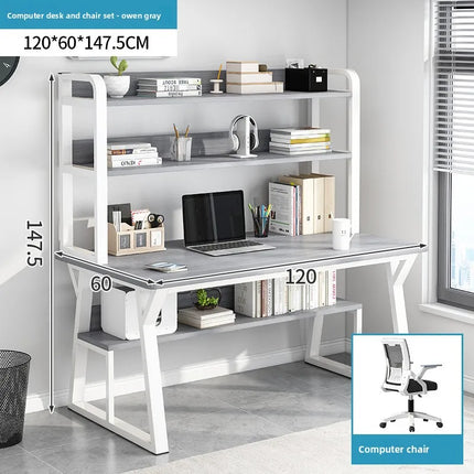 Bureau d’Ordinateur Multifonctionnel pour Chambre à Coucher – Simple et Élégant – Avec Bibliothèque Intégrée et Bureau d’Écriture – Style Modern Minimalism – Bois Durable – Poids 25 kg – Idéal pour Étude, Maison, Bureau