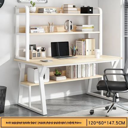Bureau d’Ordinateur Multifonctionnel pour Chambre à Coucher – Simple et Élégant – Avec Bibliothèque Intégrée et Bureau d’Écriture – Style Modern Minimalism – Bois Durable – Poids 25 kg – Idéal pour Étude, Maison, Bureau