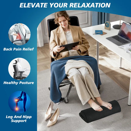 Coussinets de Soutien des Pieds pour Bureau – Repose-Pieds Ergonomique – Soulage les Douleurs du Dos et des Hanches – Pour Travail, Gaming, Ordinateur – Accessoire de Bureau à Domicile – Polyester Durable – Sans Électricité