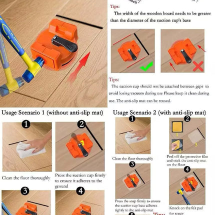 Outil à Ventouse pour Réparation de Joints de Plancher Bois ou Vinyle – Écarteur de Lames avec Mécanisme à Vis – Diamètre 118mm – Force d'Adhérence >60kg – Accessoire de Décoration pour Travaux Domestiques