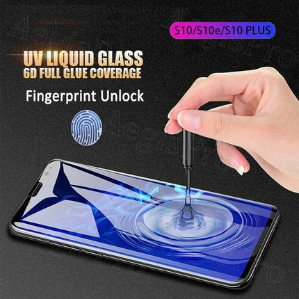 Lot de 2 Protecteurs d'Écran en Verre Trempé 9H – UV Full Glue 3D HD Clear – Compatible Samsung Galaxy S10 à S26 Plus Ultra et Note8 à Note20 Plus Ultra – Bord 5D Curved – Anti-Empreintes – Support Capteur d'Empreintes