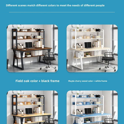 Bureau d’Ordinateur Multifonctionnel pour Chambre à Coucher – Simple et Élégant – Avec Bibliothèque Intégrée et Bureau d’Écriture – Style Modern Minimalism – Bois Durable – Poids 25 kg – Idéal pour Étude, Maison, Bureau