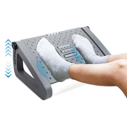 Repose-Pieds Ergonomique sous le Bureau – Avec Rouleaux de Massage – Repose-Jambes pour Soulager la Douleur – Hauteur Réglable – Design Moderne – Idéal pour le Travail à Domicile ou au Bureau – Plastique Durable – Assemblage Simple