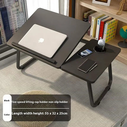 Table Ergonomique Pliable – Lit Intégré – Bureau Paresseux pour Ordinateur Portable – Hauteur Réglable – Polyvalent – Forme en L – Bois Massif – Poids 2,1 kg – Coloris Noir, Blanc, Bois – Moderne et Compact