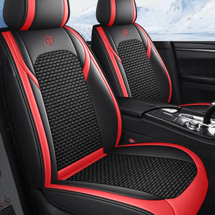 Housses de Siège de Voiture 5 Places Premium – Cuir PU – Tissu en Soie Glacée – Couverture Complète – Appui-Tête Fendu – Antidérapant – Durable – Ajustement Universel – 95% des Voitures