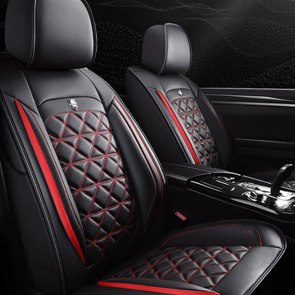 Housse de Siège de Voiture 5 Places Universelle – Pour la Plupart des Sièges de Voiture – Éponge et Cuir Artificiel – Rembourrage Mousse à Mémoire de Forme – Imperméable – Toutes Saisons – Rangement et Organisation – Protection Complète