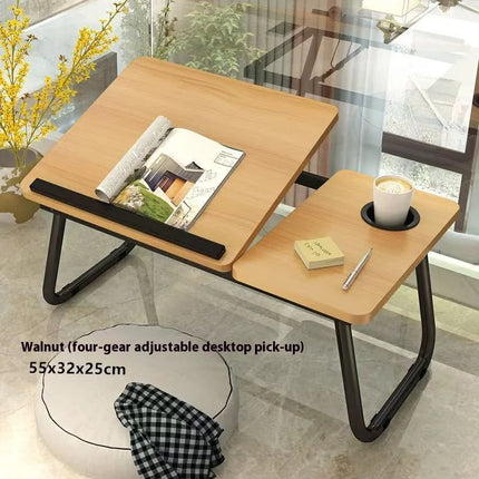 Table Ergonomique Pliable – Lit Intégré – Bureau Paresseux pour Ordinateur Portable – Hauteur Réglable – Polyvalent – Forme en L – Bois Massif – Poids 2,1 kg – Coloris Noir, Blanc, Bois – Moderne et Compact