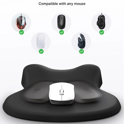 Tapis de Souris Ergonomique avec Repose-Poignet – Noir avec Support de Poignet – Base Dure Antidérapante – Mousse à Mémoire de Forme – Surface Tissu Lisse – Portable pour Bureau / Maison – Caoutchouc Durable