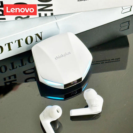 Lenovo Pro XT – Écouteurs Bluetooth 5.4 Gaming à Faible Latence, Affichage LED, Mode Double Jeu/Musique, IPX4 (Noir/Blanc/Gris)