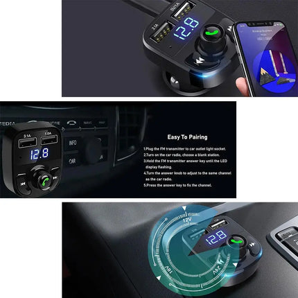 Émetteur FM Bluetooth 5.0 Voiture - Double USB 3.1A - Charge Rapide - Affichage Numérique - Kit Mains-Libres