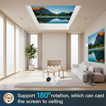 Mini Projecteur Portable 4K, Projecteur HD WiFi 200" - Compatible Smartphone/iPhone/PC/PS5/USB, Autofocus, Correction Keystone Automatique, Double Haut-Parleurs, Idée Cadeau
