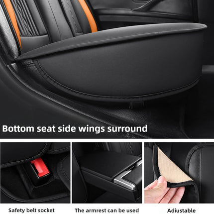 Housses de Siège de Voiture 5 Places Premium – Cuir PU – Tissu en Soie Glacée – Couverture Complète – Appui-Tête Fendu – Antidérapant – Durable – Ajustement Universel – 95% des Voitures