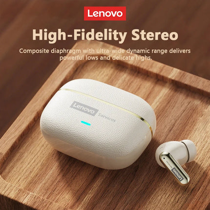 Lenovo Pro LE2 TWS – Écouteurs Bluetooth 6.0 Cuir, Réduction de Bruit ENC, 36h Autonomie, 38ms Latence pour Jeu