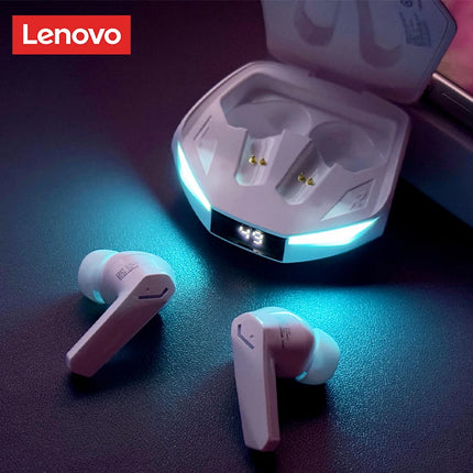 Lenovo Pro XT – Écouteurs Bluetooth 5.4 Gaming à Faible Latence, Affichage LED, Mode Double Jeu/Musique, IPX4 (Noir/Blanc/Gris)