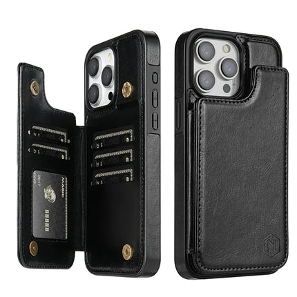 Étui Portefeuille Cuir PU Anti-RFID et Anti-Vol Magnétique | Pour iPhone 16 Pro Max 15 Plus 14 13 12 11 SE3 SE2 XR XS 8 7 | Poche Coque de Protection avec Porte-Cartes et Support