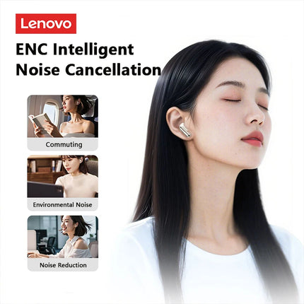 Lenovo Pro LE2 TWS – Écouteurs Bluetooth 6.0 Cuir, Réduction de Bruit ENC, 36h Autonomie, 38ms Latence pour Jeu