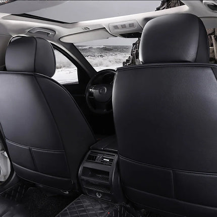 Housse de Siège de Voiture 5 Places Universelle – Pour la Plupart des Sièges de Voiture – Éponge et Cuir Artificiel – Rembourrage Mousse à Mémoire de Forme – Imperméable – Toutes Saisons – Rangement et Organisation – Protection Complète