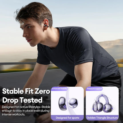 Casque Bluetooth Lenovo Pro LE3  : Réduction de Bruit Active, 25h d'Autonomie, Écouteurs Sport Clip Ear (IPX4, Bluetooth 6.0) - Gris/Violet/Beige/Rose
