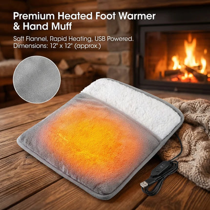 Chauffe-Pieds Électrique Hiver - Coussin Chauffant USB Plush Lavable pour Pieds Froids, Améliore le Sommeil, Bureau, Canapé