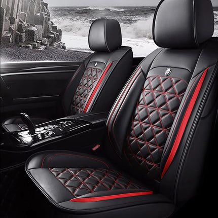 Housse de Siège de Voiture 5 Places Universelle – Pour la Plupart des Sièges de Voiture – Éponge et Cuir Artificiel – Rembourrage Mousse à Mémoire de Forme – Imperméable – Toutes Saisons – Rangement et Organisation – Protection Complète