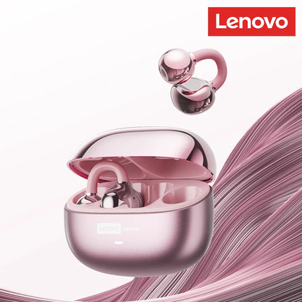 Casque Bluetooth Lenovo Pro LE3  : Réduction de Bruit Active, 25h d'Autonomie, Écouteurs Sport Clip Ear (IPX4, Bluetooth 6.0) - Gris/Violet/Beige/Rose
