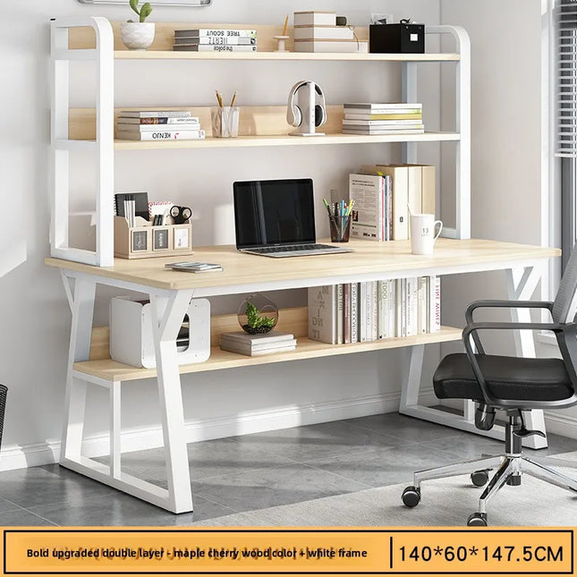 Bureau d'Ordinateur Stable avec Étagère Intégrée – Bureau d'Écriture pour la Maison – Petit Bureau Simple pour Appartement – Avec Panneau Perforé – Design Compact et Fonctionnel – Idéal pour Petits Espaces – Style Simple – Bois Durable