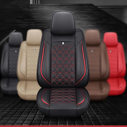 Housse de Siège de Voiture 5 Places Universelle – Pour la Plupart des Sièges de Voiture – Éponge et Cuir Artificiel – Rembourrage Mousse à Mémoire de Forme – Imperméable – Toutes Saisons – Rangement et Organisation – Protection Complète