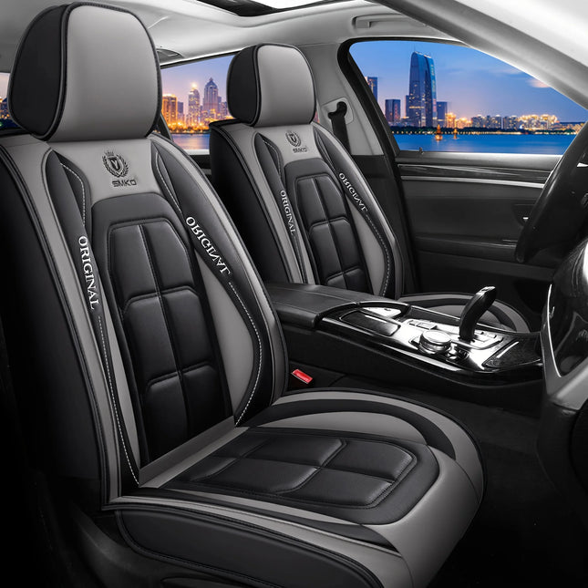 Housse de siège tout compris, Housse de Siège Auto Universelle en Cuir – Entièrement en Cuir – Toutes Saisons – Mousse PE Rembourrée – Disponible à l'Unité ou par Paire entièrement en cuir, housse de coussin universel toutes saisons