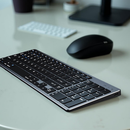 Clavier Sans Fil Bluetooth 5.0 & 2.4G – Mini Clavier Multimédia 102 Touches Ergonomique Compatible PC, Laptop, MacBook, iPad & Android