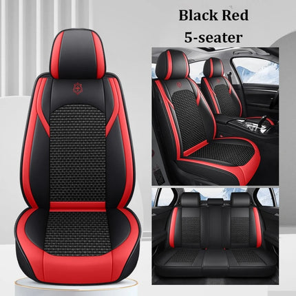 Housses de Siège de Voiture 5 Places Premium – Cuir PU – Tissu en Soie Glacée – Couverture Complète – Appui-Tête Fendu – Antidérapant – Durable – Ajustement Universel – 95% des Voitures