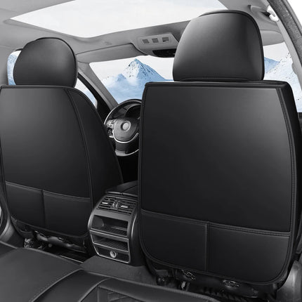 Housses de Siège de Voiture 5 Places Premium – Cuir PU – Tissu en Soie Glacée – Couverture Complète – Appui-Tête Fendu – Antidérapant – Durable – Ajustement Universel – 95% des Voitures